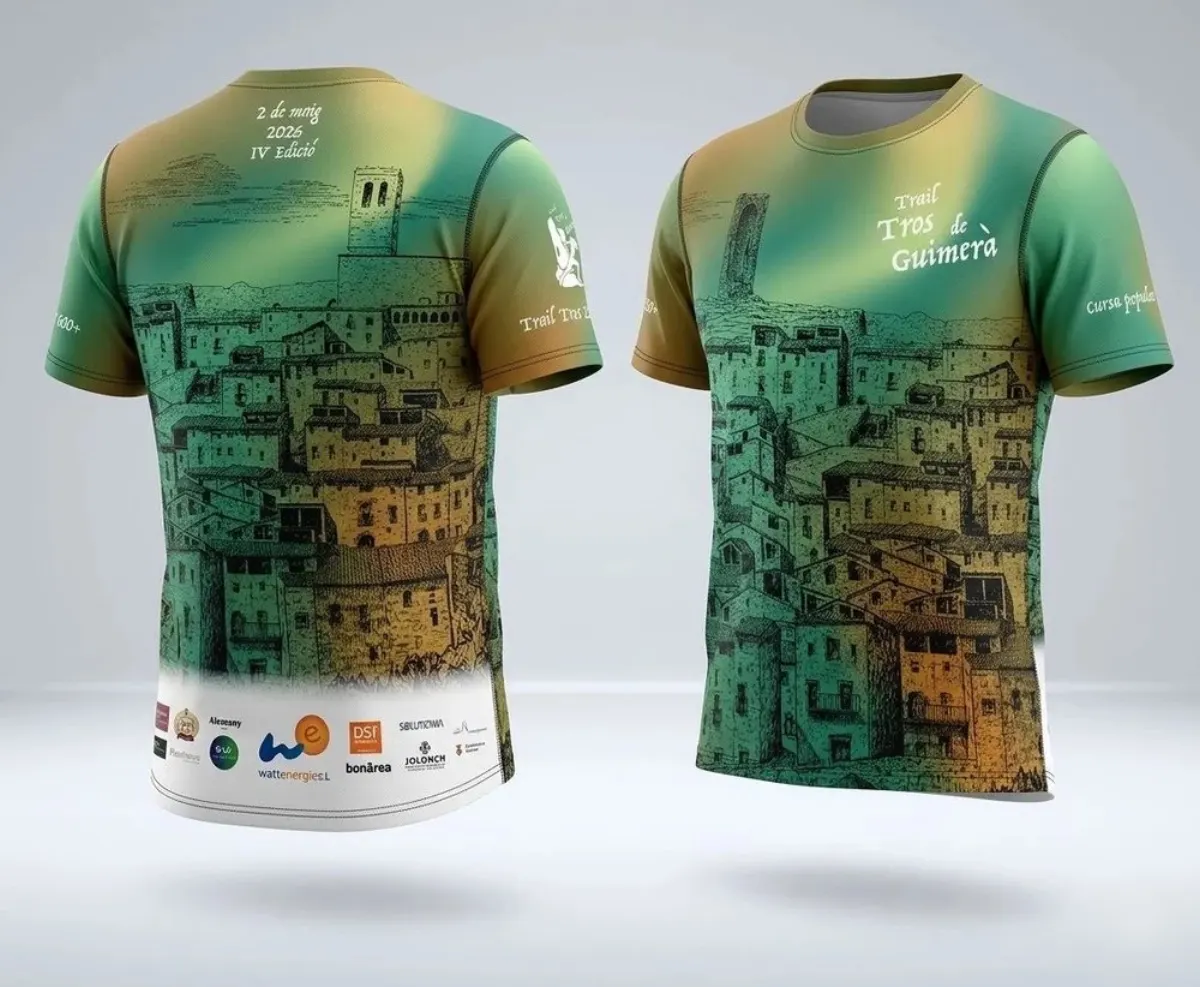 Samarreta Trail Tros de Guimerà 2026, vista posterior i frontal
